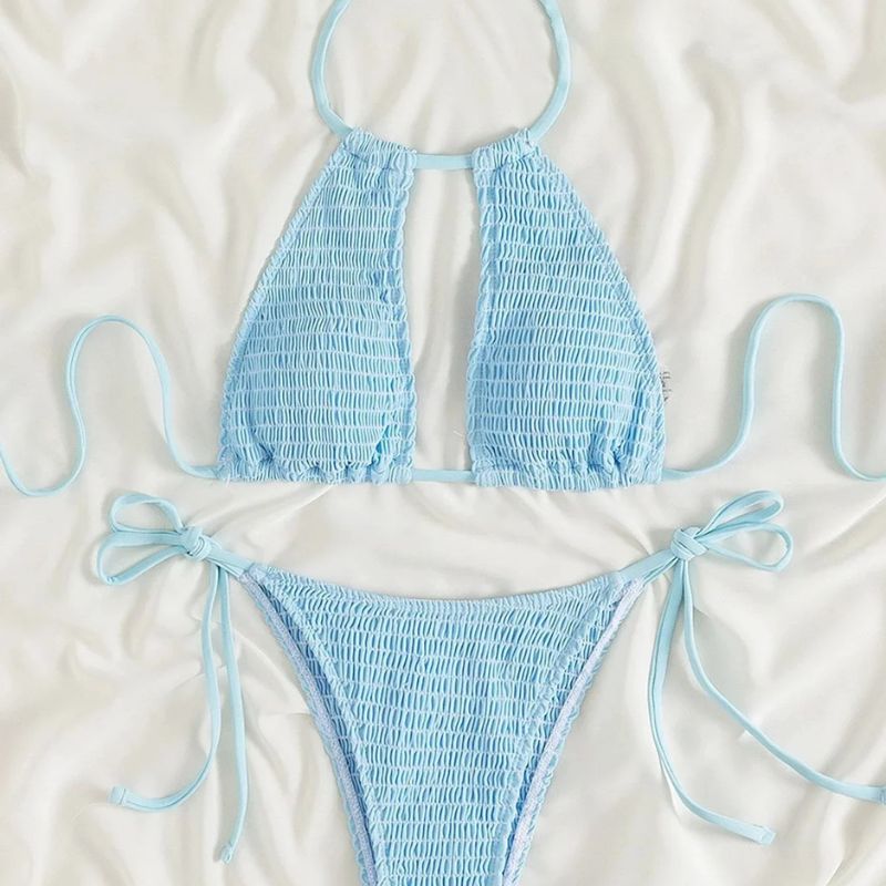 Ella - Smocked Halter Tie Bikini-Jordyn the Label