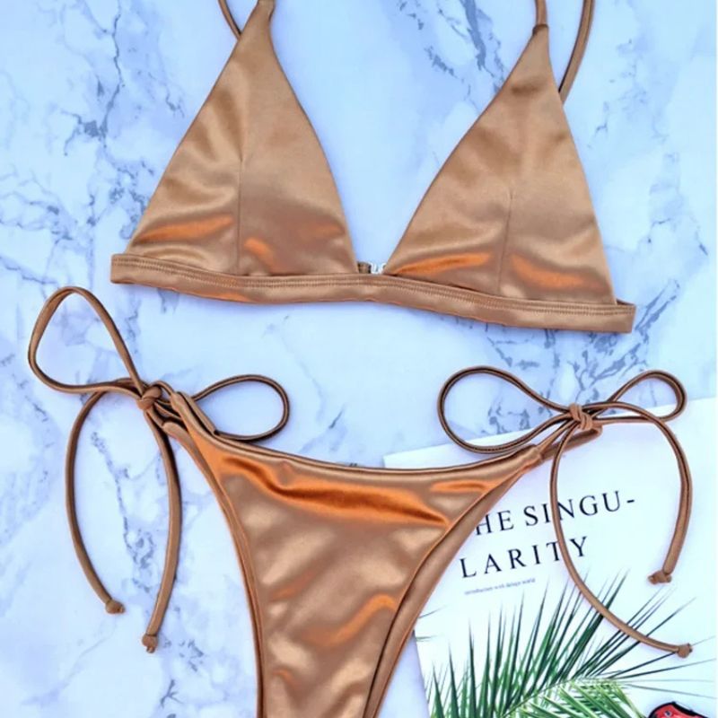 Nora - Metallic Satin Brazilian Bikini-Jordyn the Label