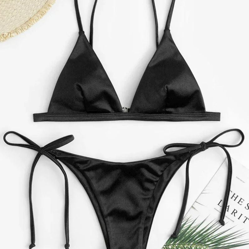 Nora - Metallic Satin Brazilian Bikini-Jordyn the Label