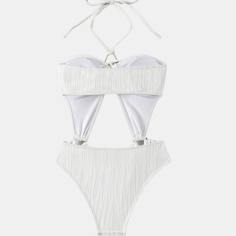Angela Hollow Back Halter Swimsuit-Jordyn the Label