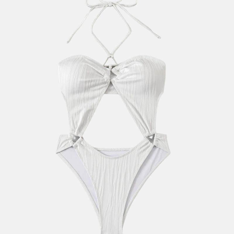 Angela Hollow Back Halter Swimsuit-Jordyn the Label