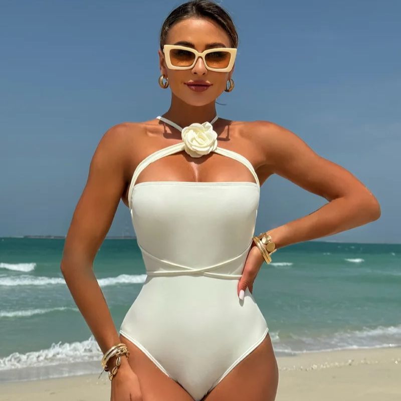 Alana Bandeau Flower Monokini Swimwear-Jordyn the Label