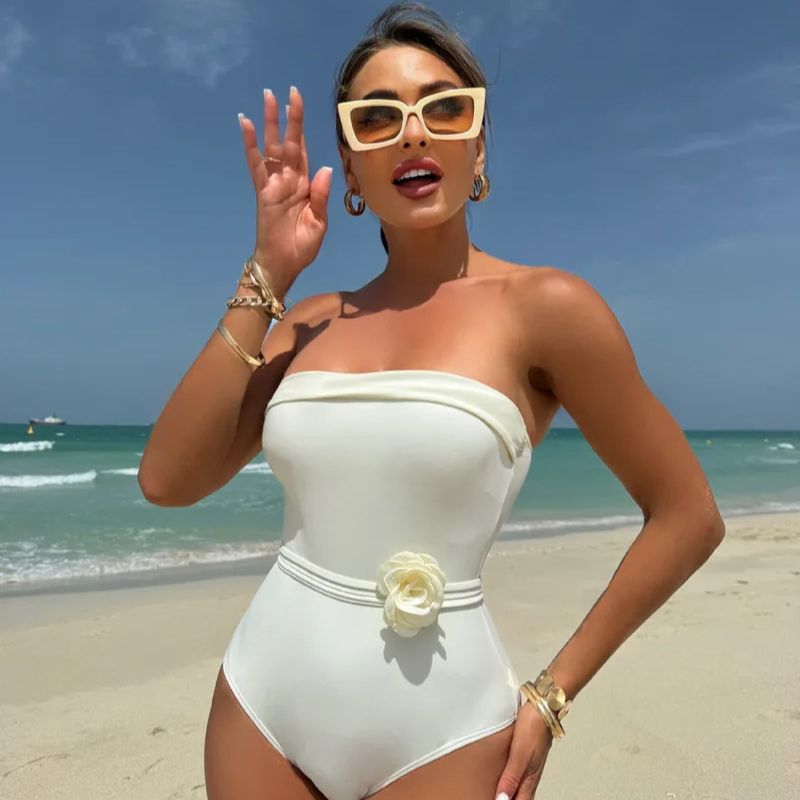 Alana Bandeau Flower Monokini Swimwear-Jordyn the Label