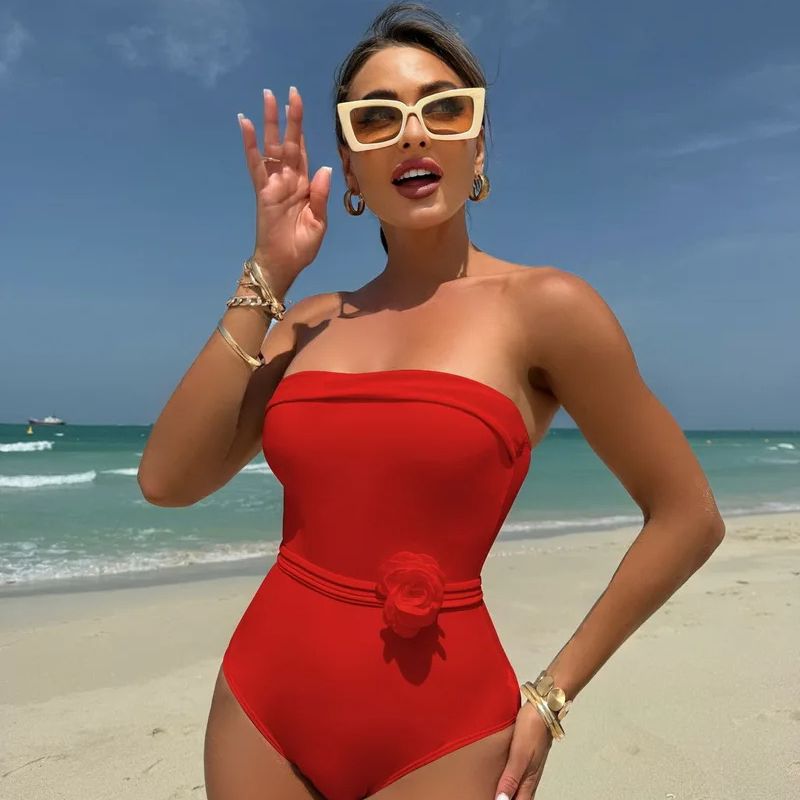 Alana Bandeau Flower Monokini Swimwear-Jordyn the Label