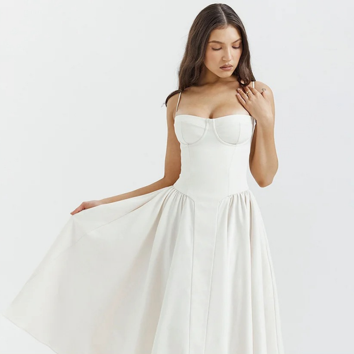 Midi Dress – Elegant Corset Bustier A Line Summer Dress