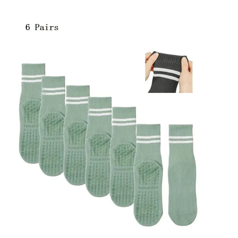 6 Pairs Women’s Non Slip Pilates Yoga Socks with Grips