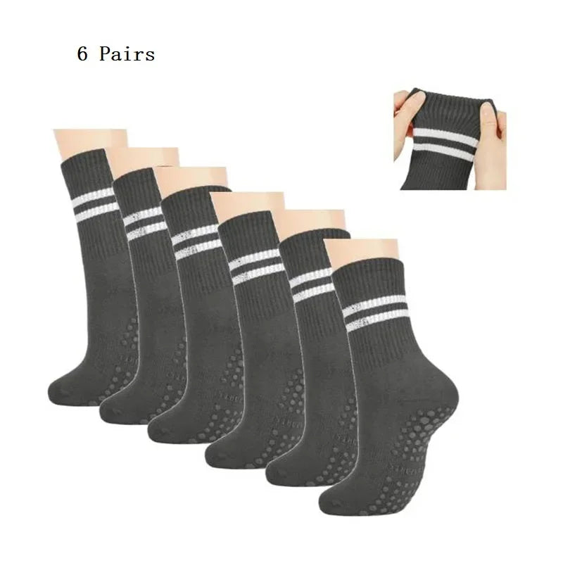 6 Pairs Women’s Non Slip Pilates Yoga Socks with Grips