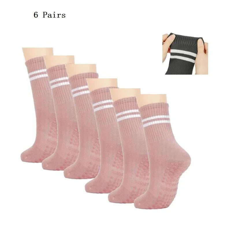 6 Pairs Women’s Non Slip Pilates Yoga Socks with Grips