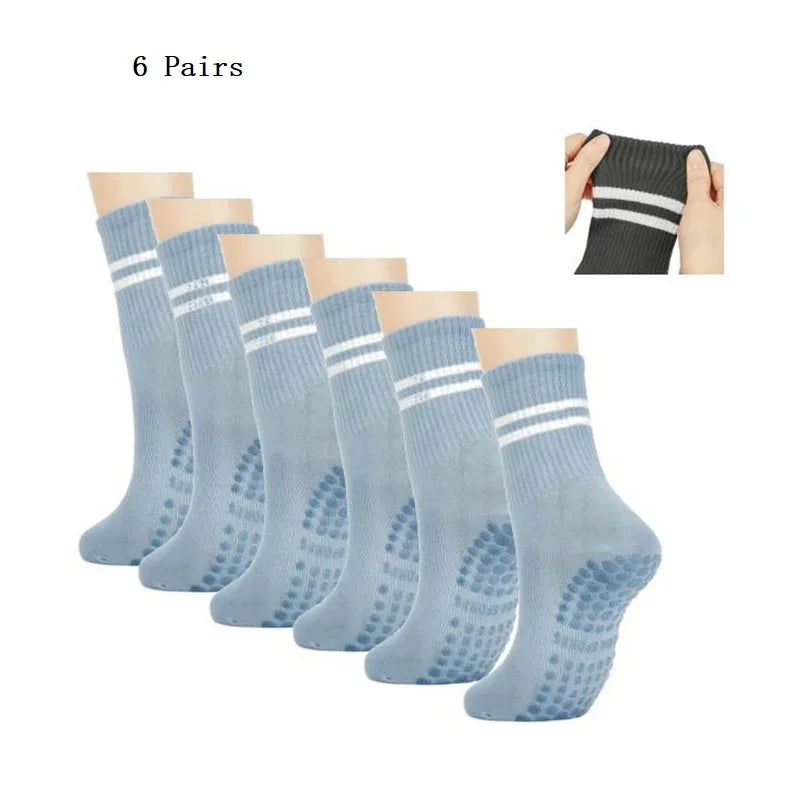 6 Pairs Women’s Non Slip Pilates Yoga Socks with Grips