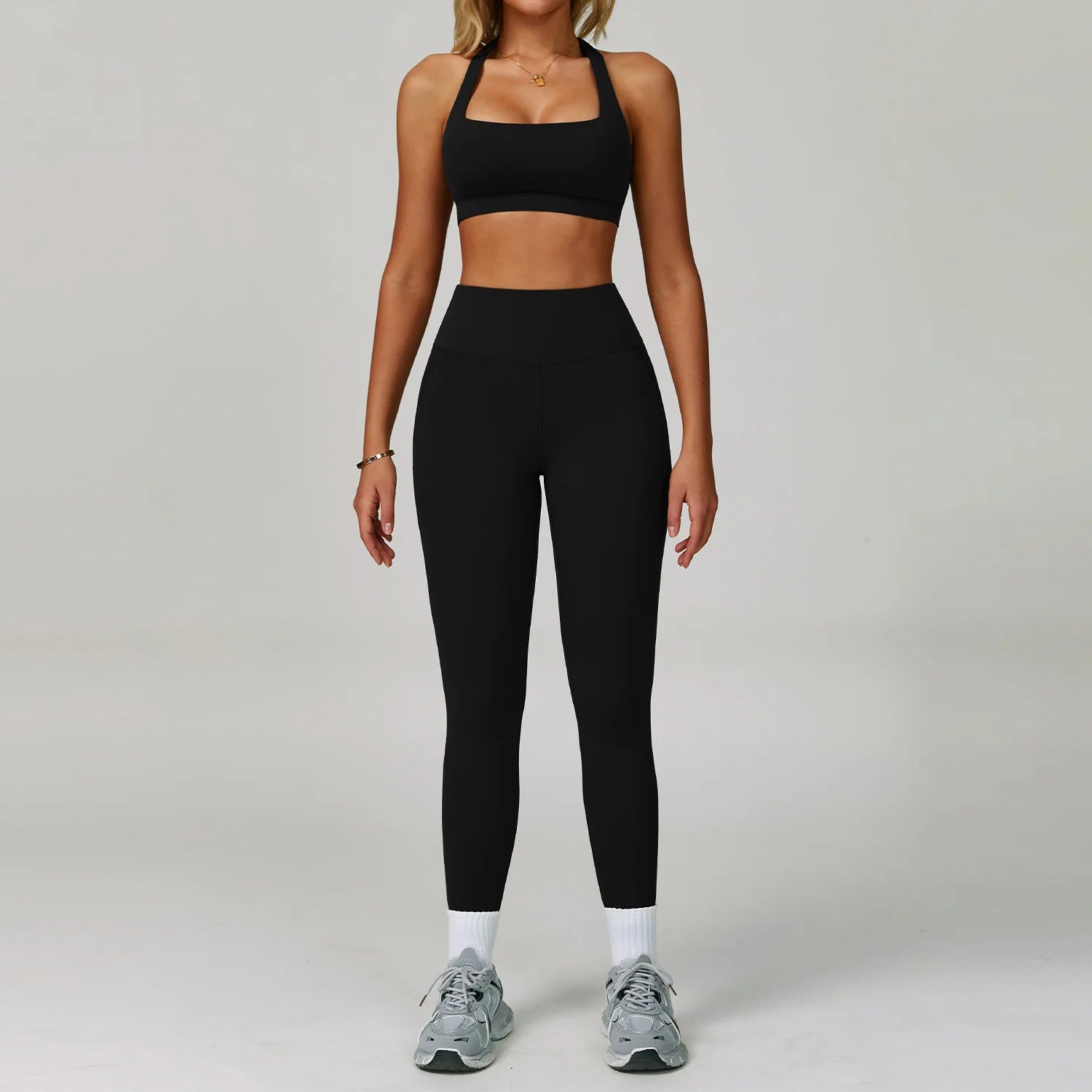 2 Piece Yoga Set – Halter Bra & High Waist Leggings Seamless Activewear