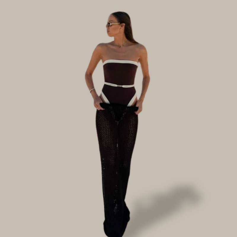 Aubree Bandeau High-Waisted Swimsuit-Jordyn the Label