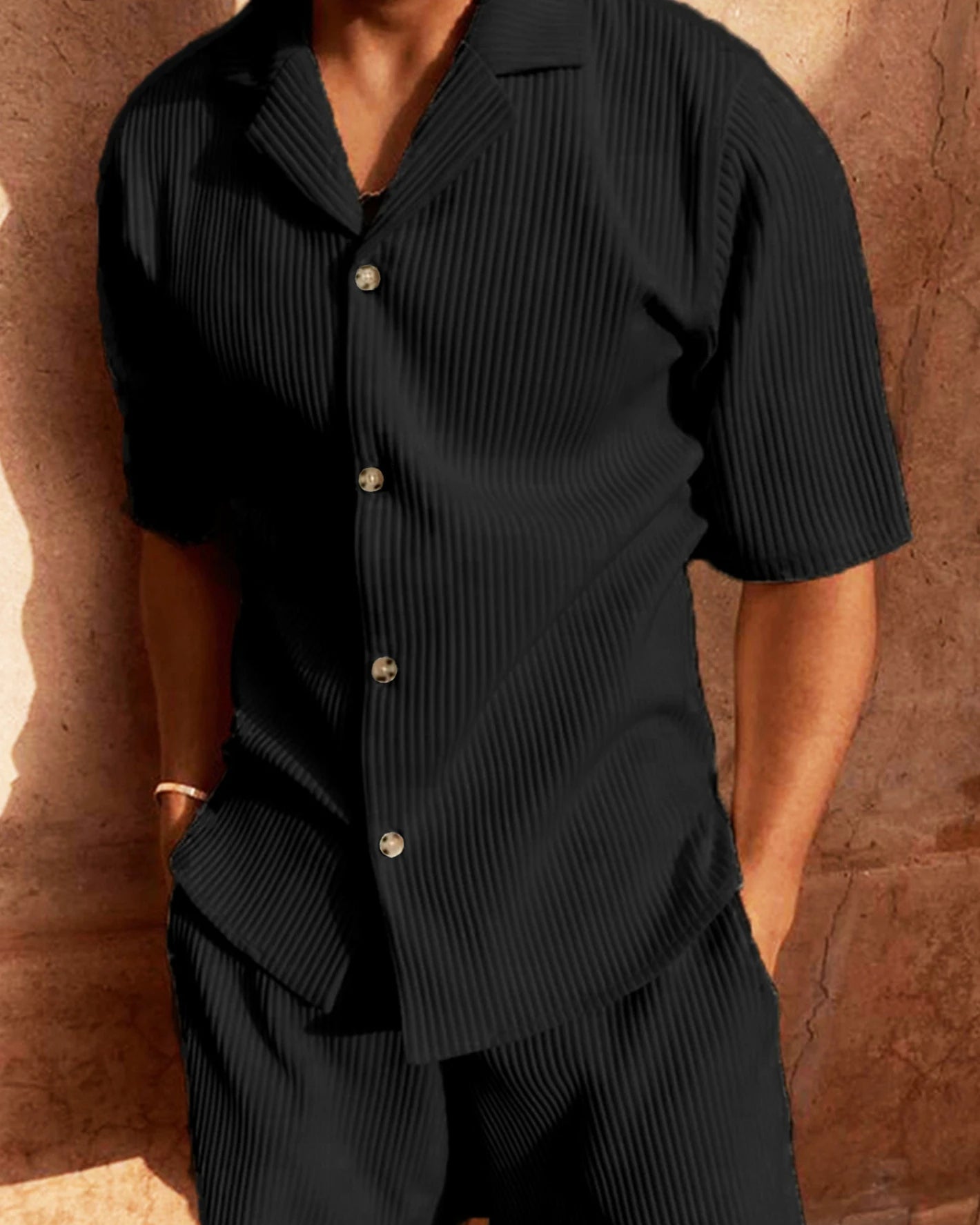 Men’s Trendy Summer Set – Short Sleeve Shirt and Shorts