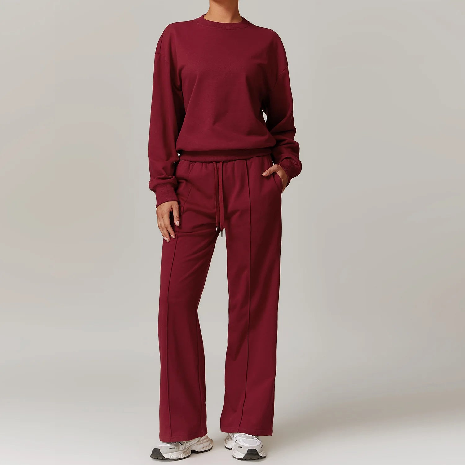 2 Piece Tracksuit – Long Sleeve Sweatshirt & Wide Leg Yoga Pants Activewear