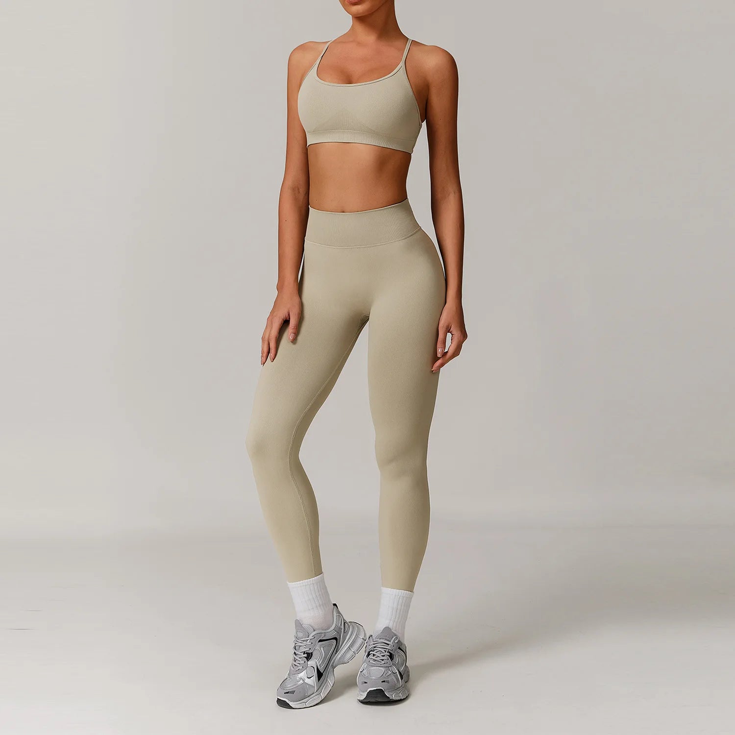 2 Piece Yoga Set – Sports Bra & High Waist Leggings Seamless Gym Activewear