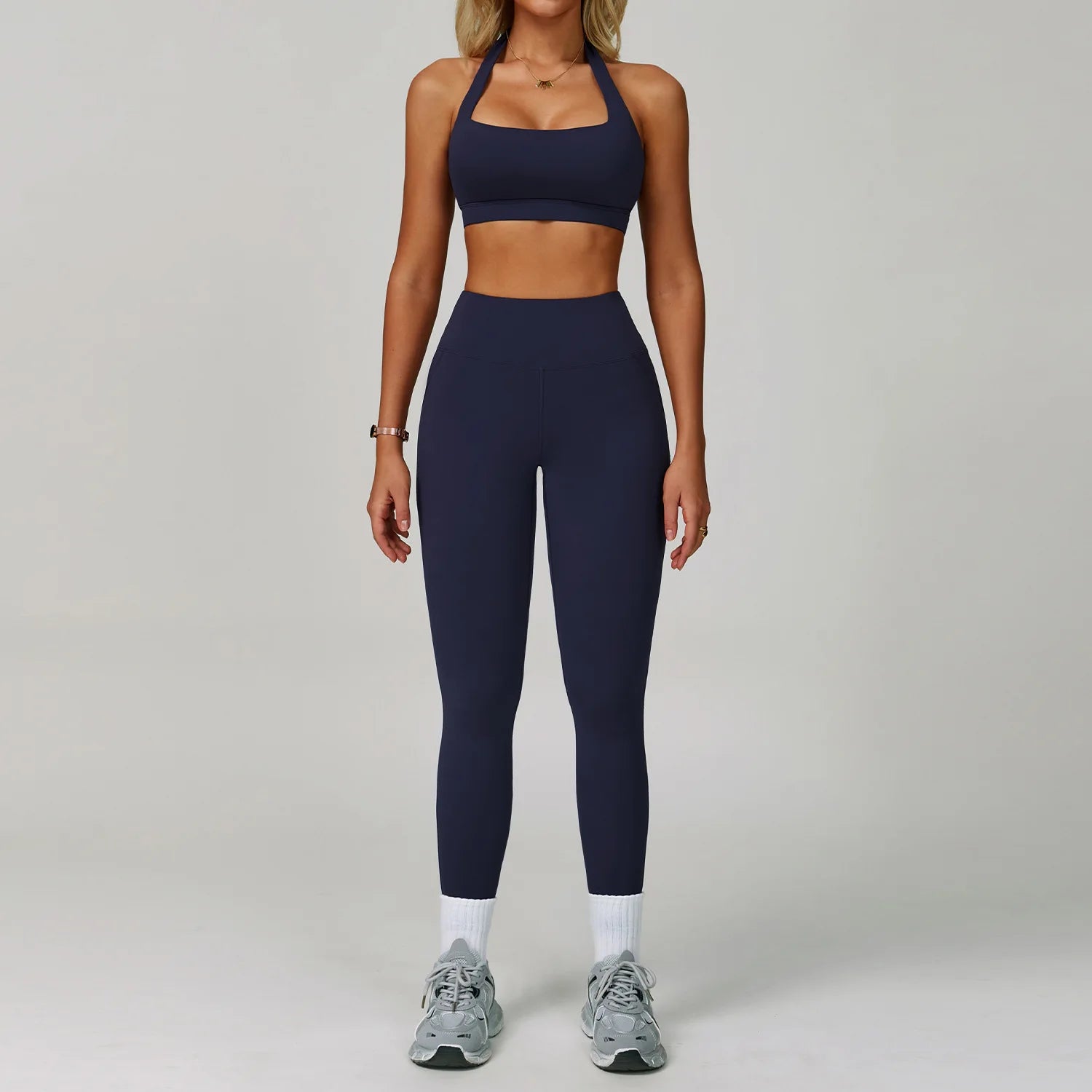 2 Piece Yoga Set – Halter Bra & High Waist Leggings Seamless Activewear