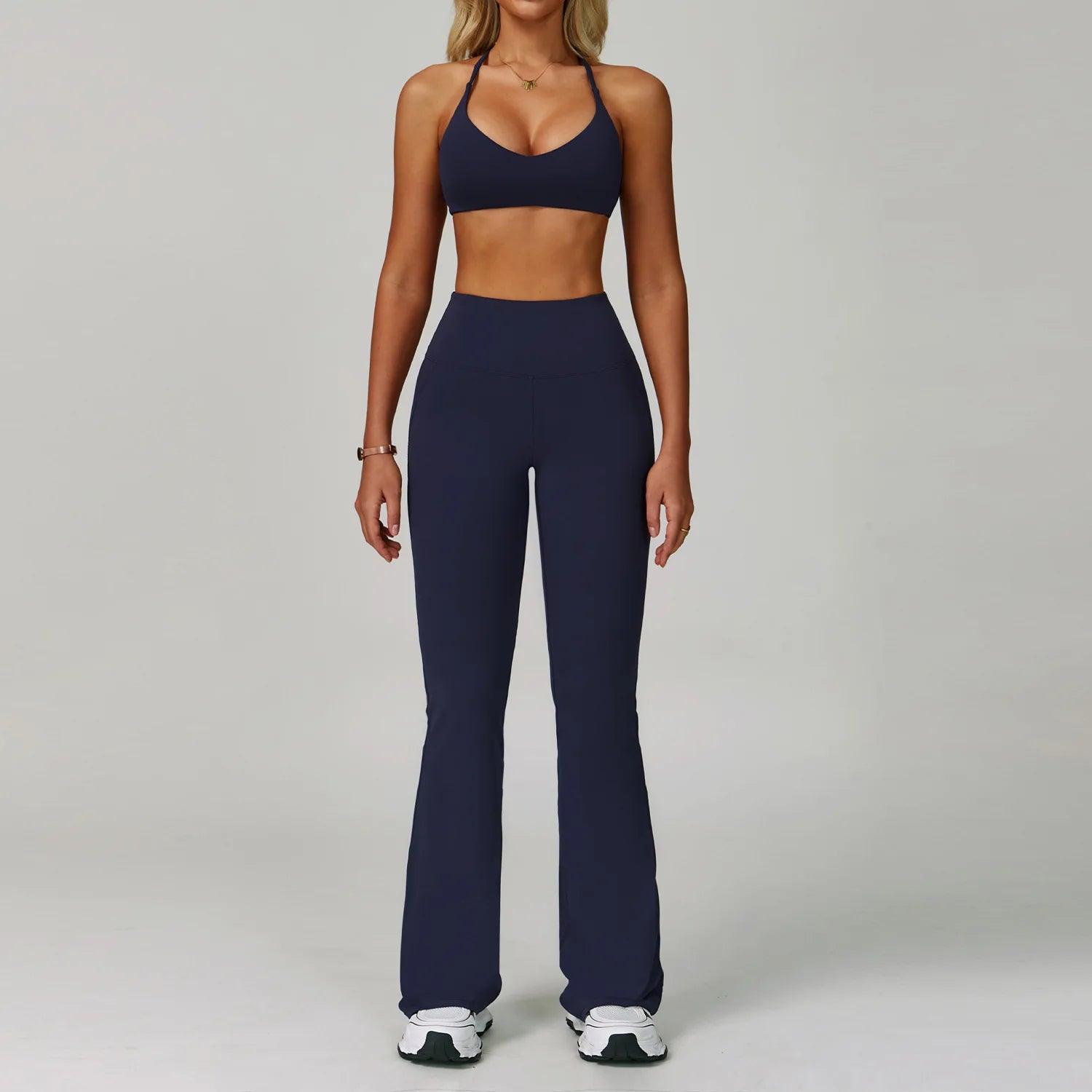 Yoga Set – Sports Bra & Flared Leggings 2 Piece Seamless Activewear Outfit