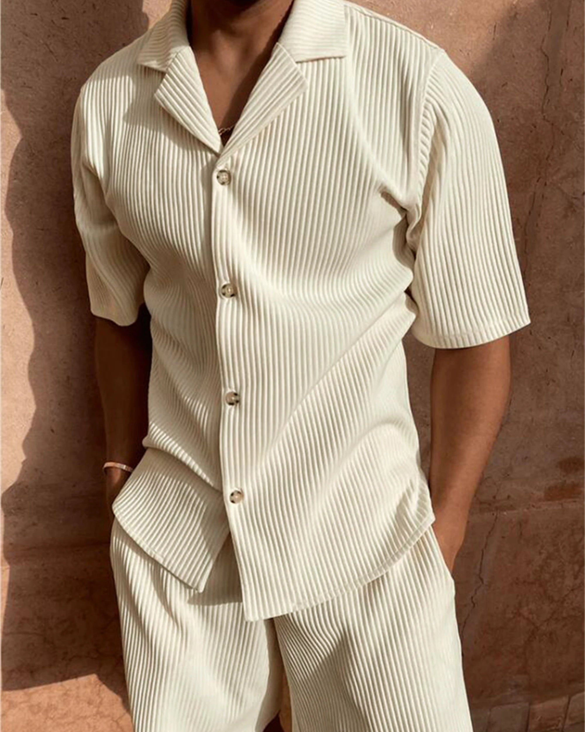 Men’s Trendy Summer Set – Short Sleeve Shirt and Shorts