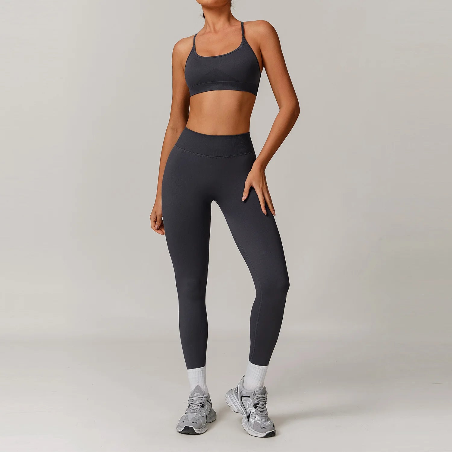 2 Piece Yoga Set – Sports Bra & High Waist Leggings Seamless Gym Activewear