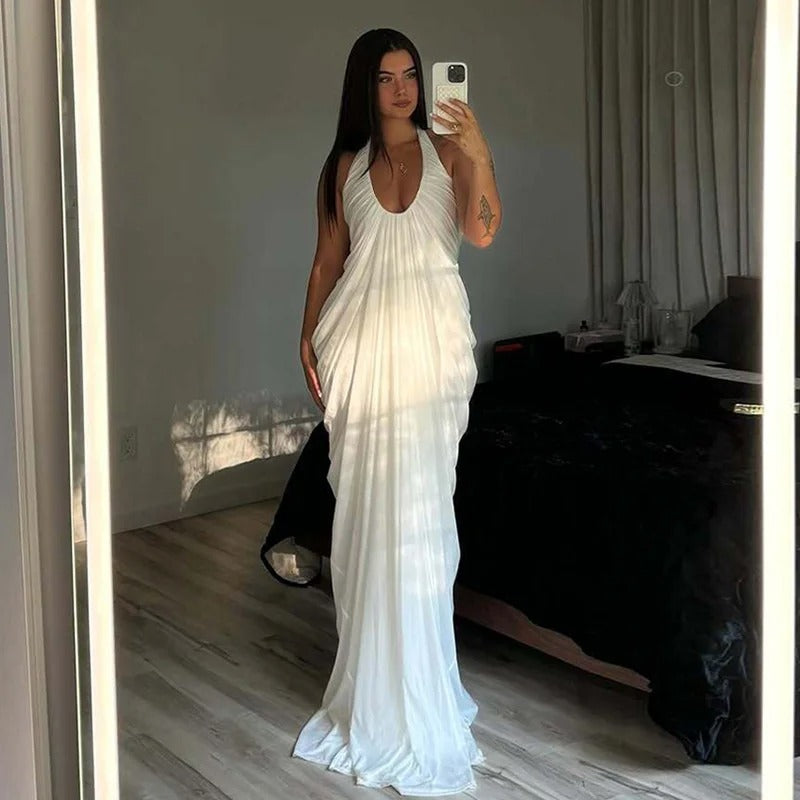 Halter Maxi Dress – Elegant Backless Grecian Gown