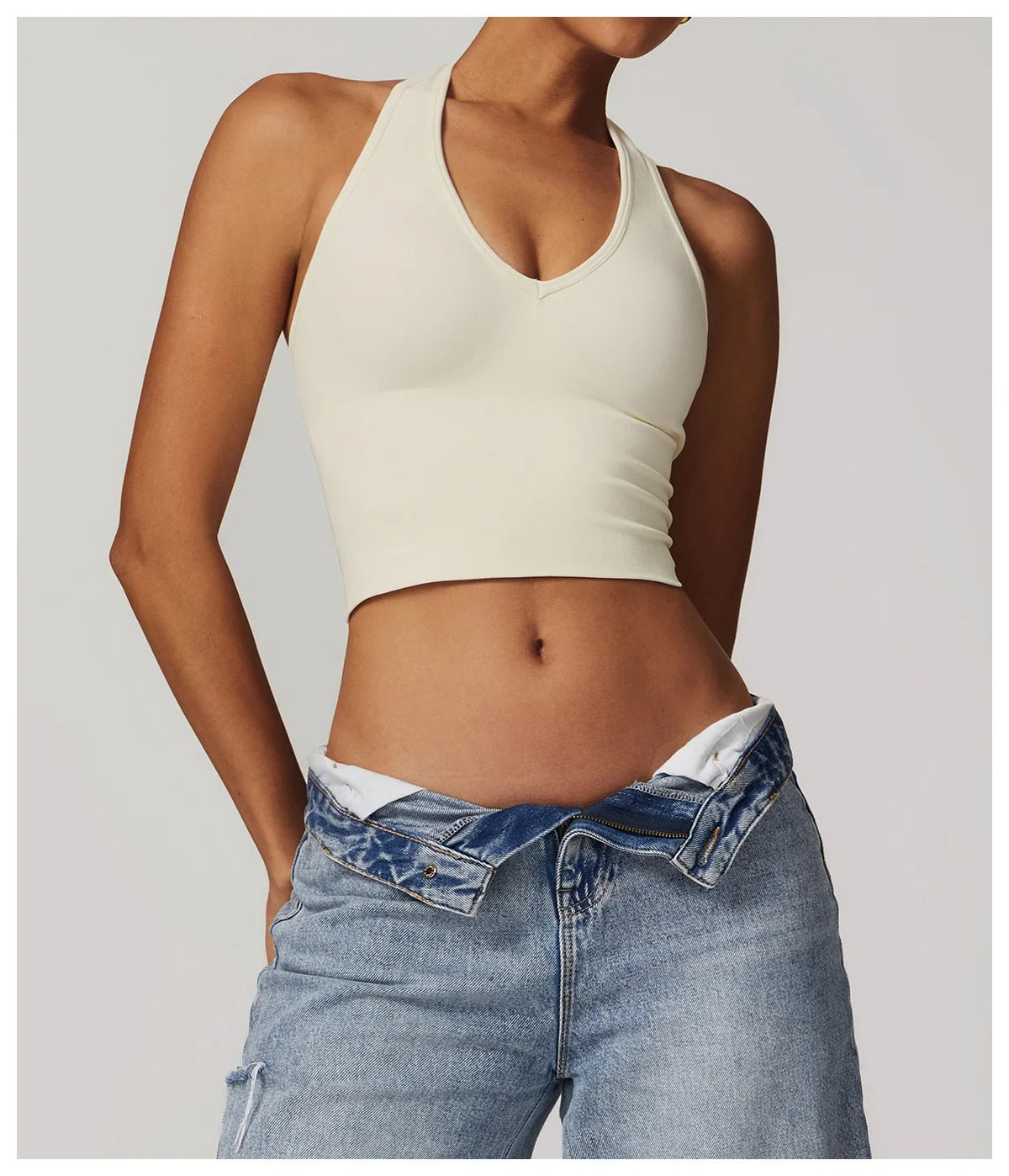 Sports Bra Top – Halter Neck Gym Crop Top Fitness Activewear