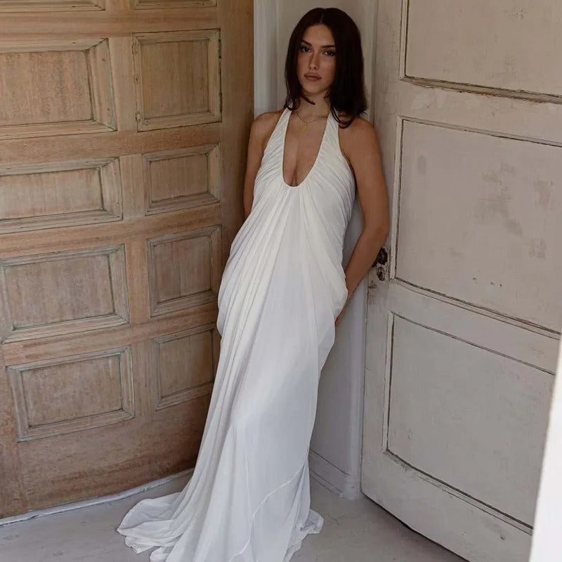 Halter Maxi Dress – Elegant Backless Grecian Gown