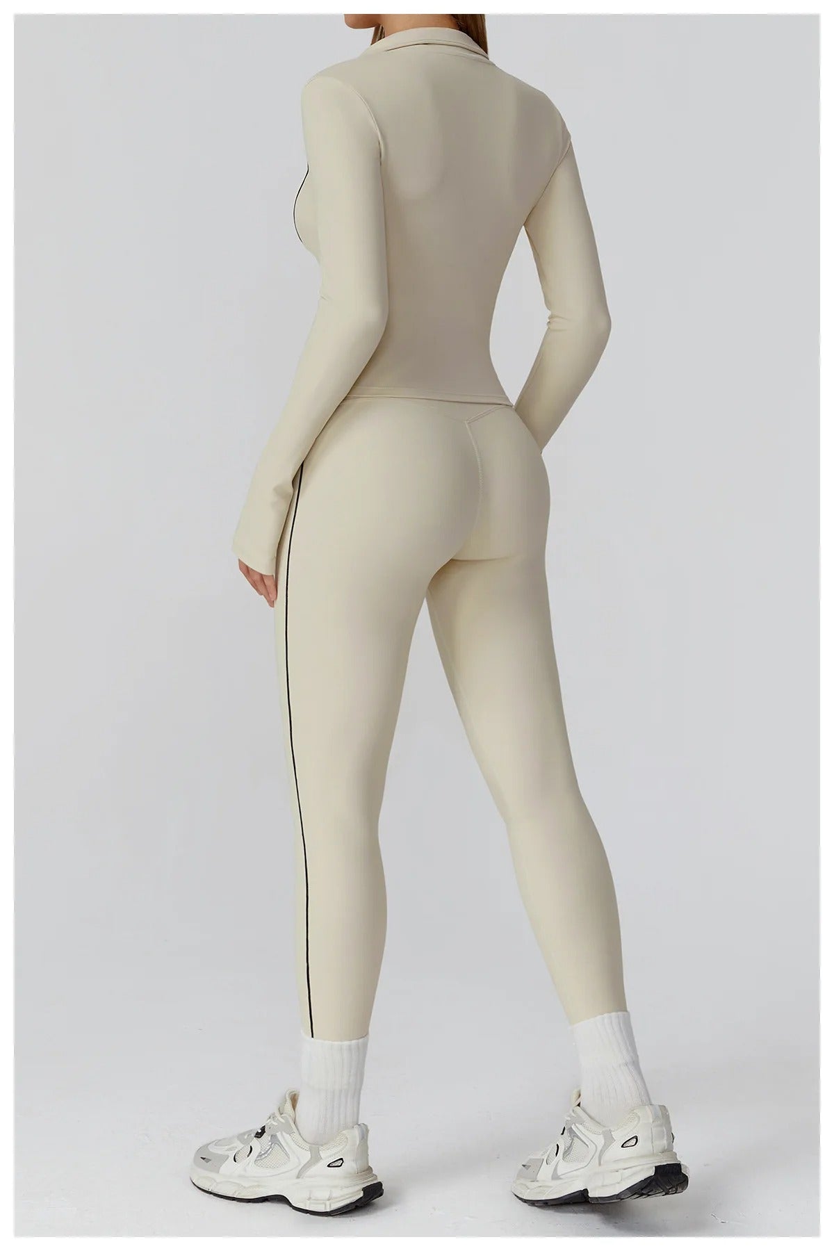 2 Piece Yoga Set – Long Sleeve Zip Jacket & High Waist Leggings Sportswear