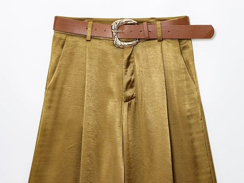 Satin Vest and Wide Leg Pants Set – Elegant Trouser Outfit