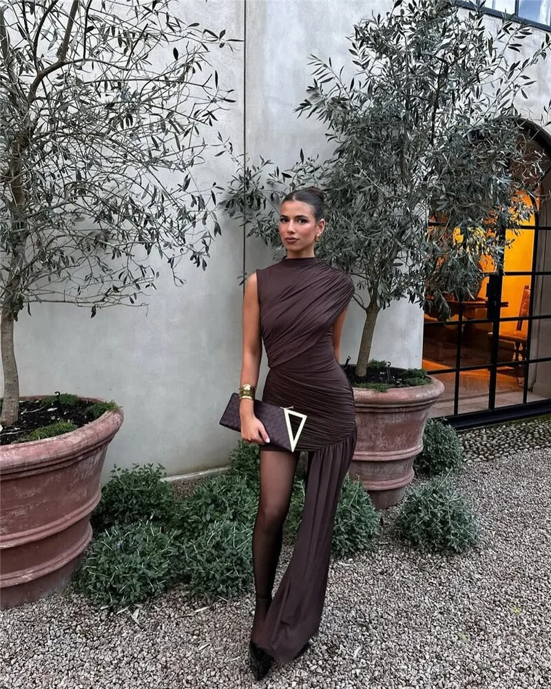 One Shoulder Maxi Dress – Halter Split Beach Evening Dress