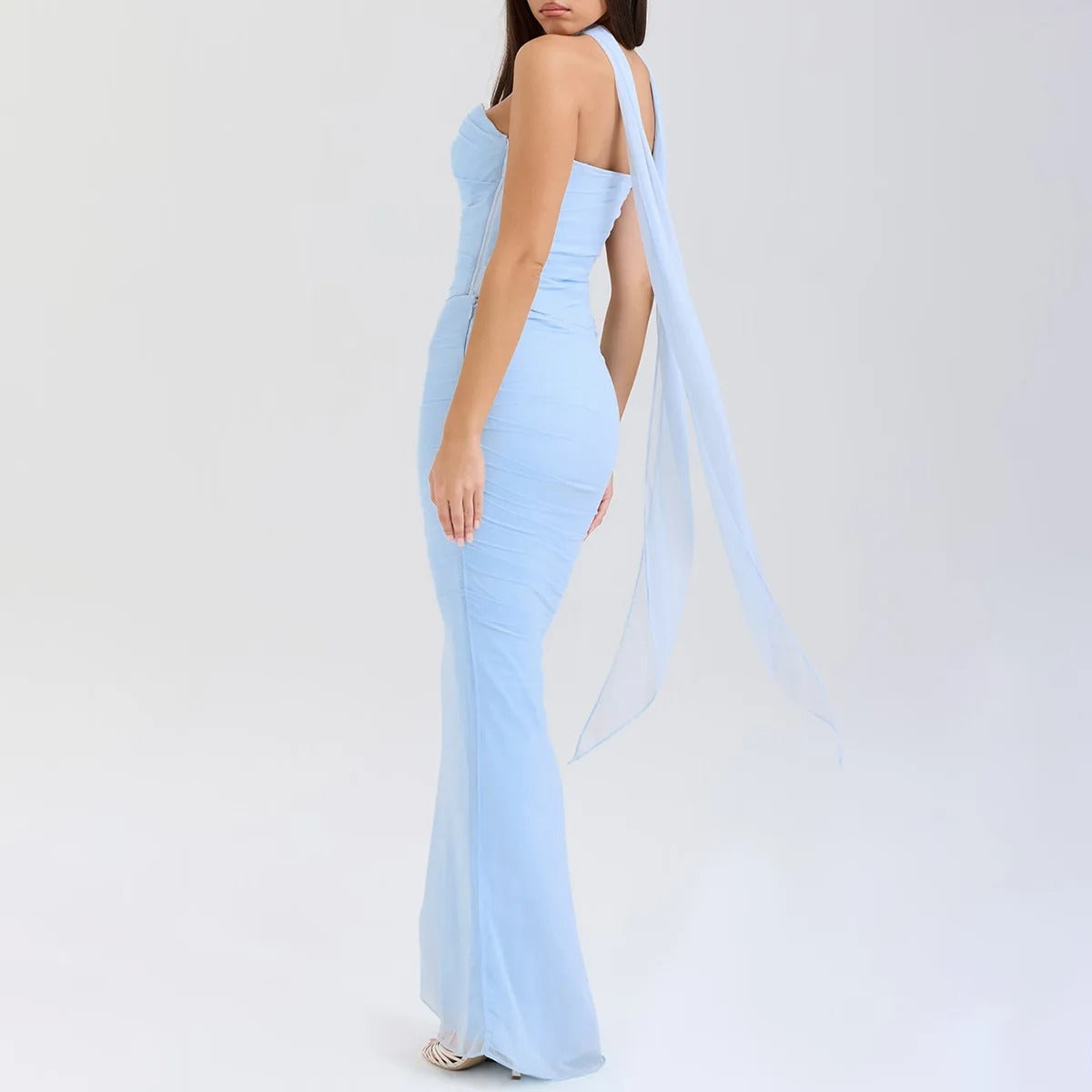 Strapless Maxi Dress – Elegant Ruched Evening Gown