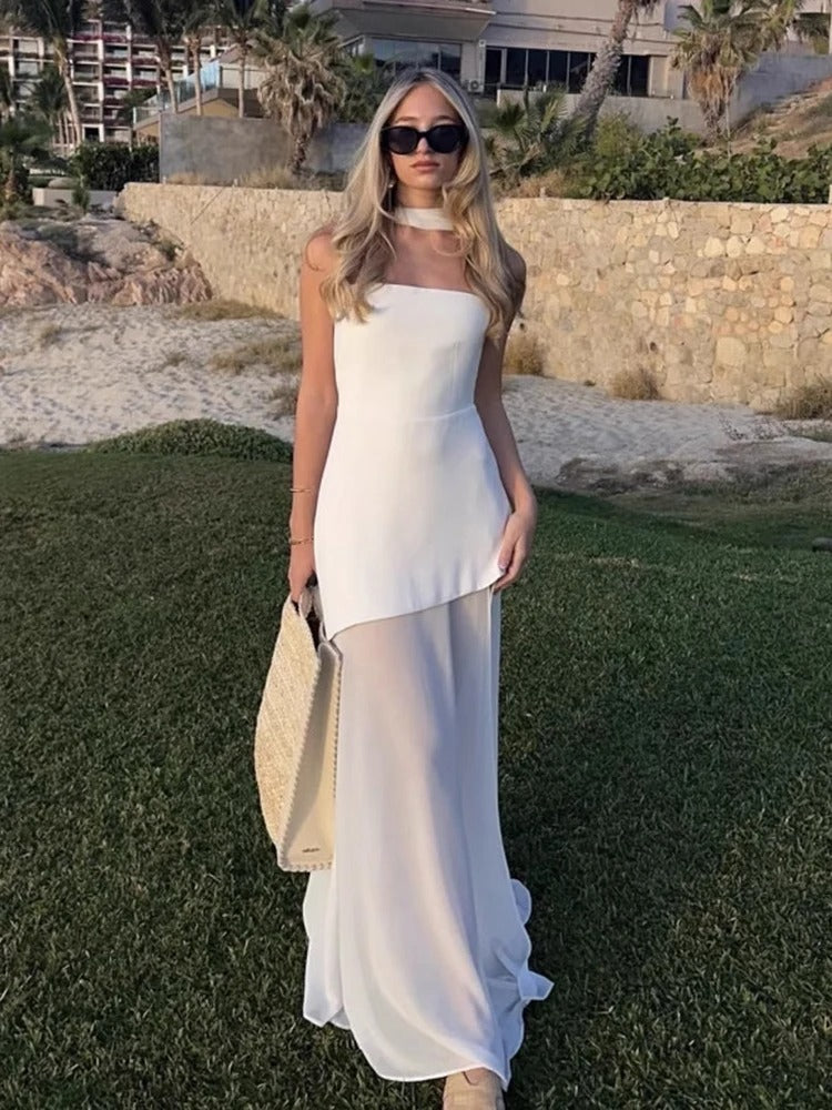 Strapless Maxi Dress – Elegant Split Evening Gown