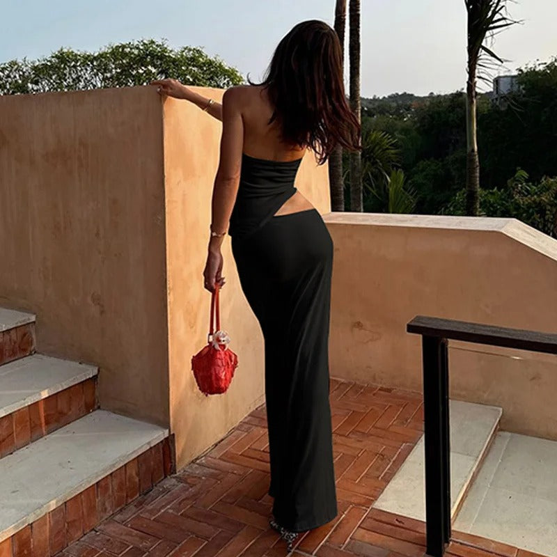 Strapless Cut Out Maxi Dress – Elegant Backless Evening Gown