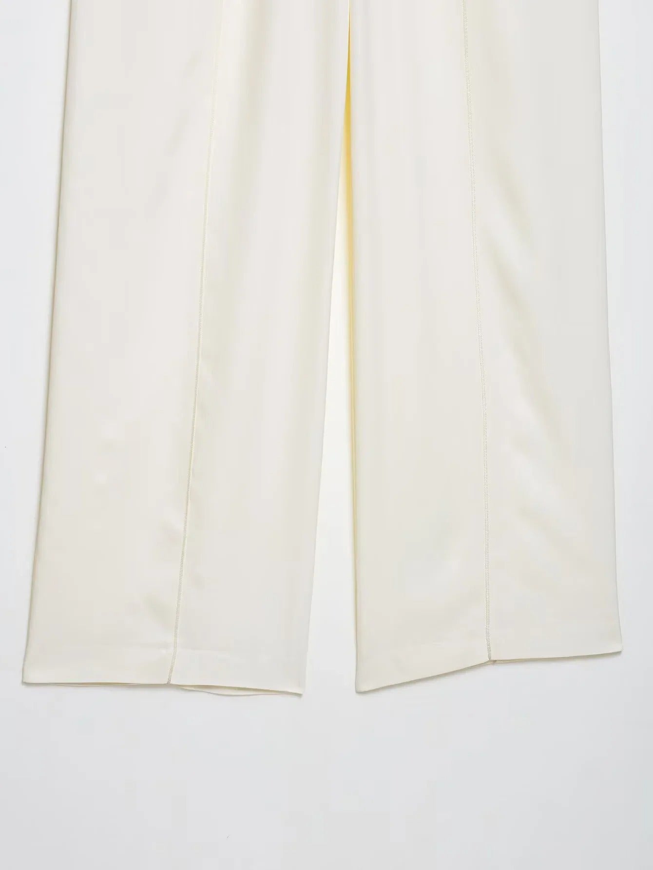 Elegant Satin Two Piece Pants Set – Sleeveless Top & Wide Leg Trousers