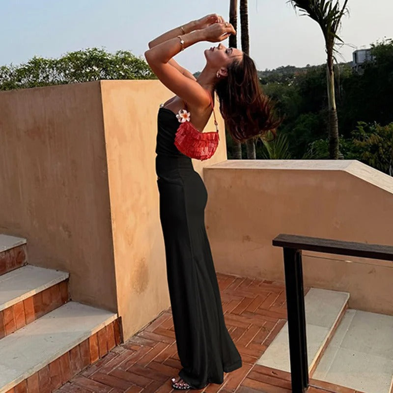 Strapless Cut Out Maxi Dress – Elegant Backless Evening Gown