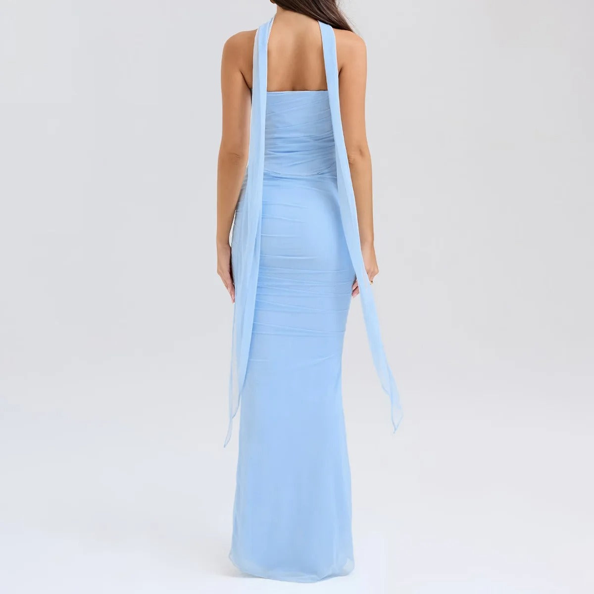 Strapless Maxi Dress – Elegant Ruched Evening Gown