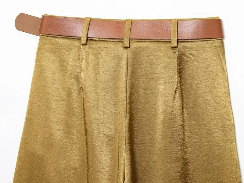 Satin Vest and Wide Leg Pants Set – Elegant Trouser Outfit