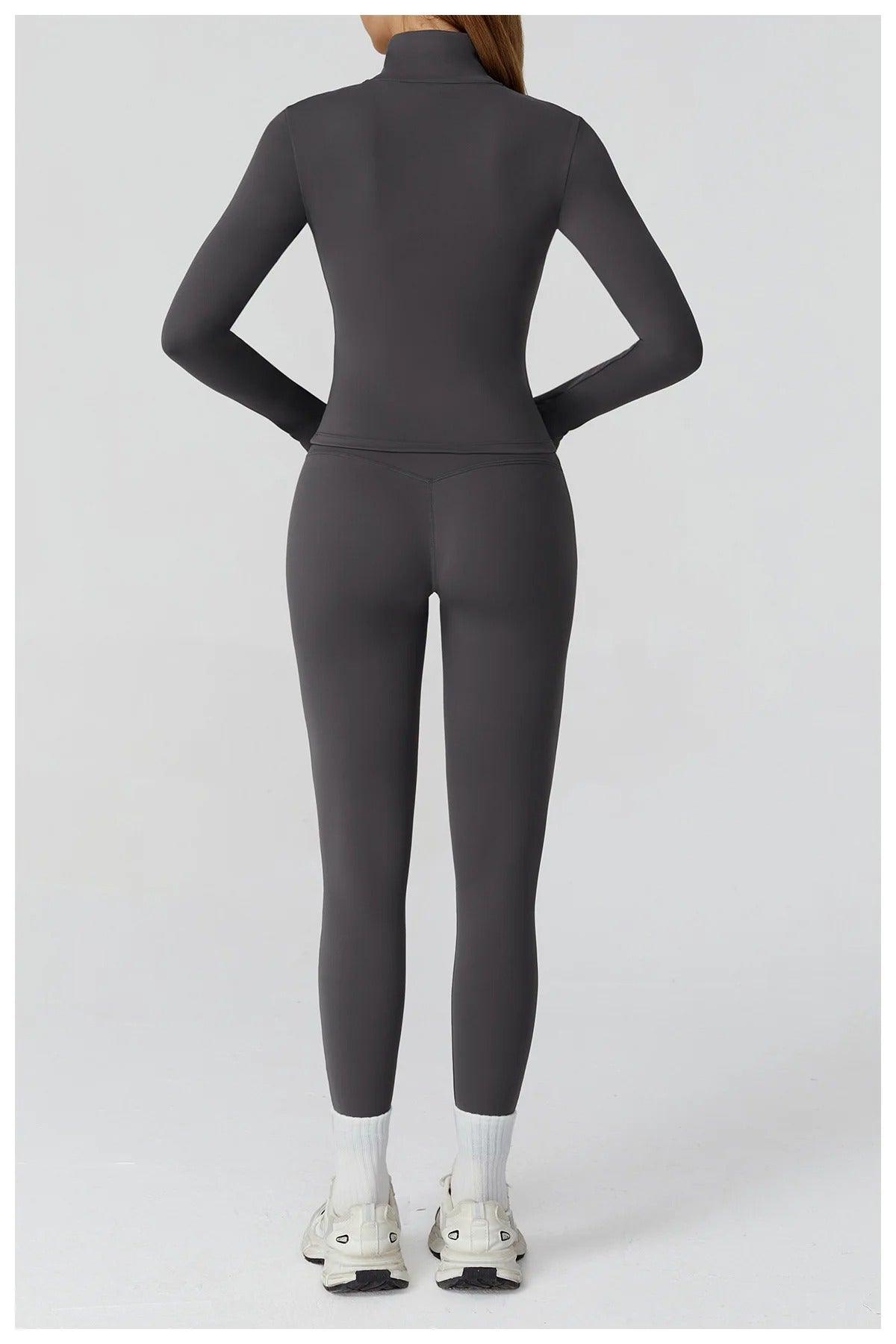 2 Piece Yoga Set – Long Sleeve Zip Jacket & High Waist Leggings Sportswear