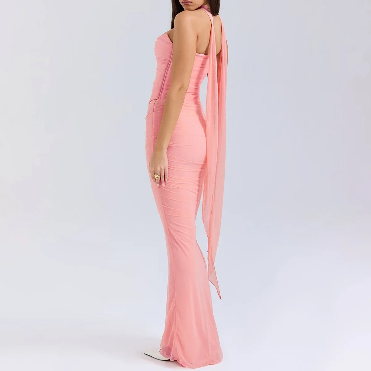Strapless Maxi Dress – Elegant Ruched Evening Gown