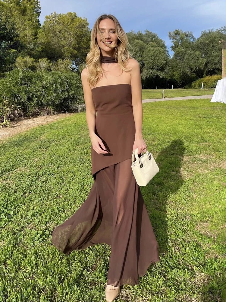 Strapless Maxi Dress – Elegant Split Evening Gown