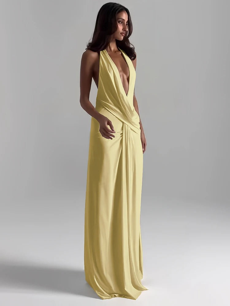 Deep V Maxi Dress – High Split Evening Party Gown