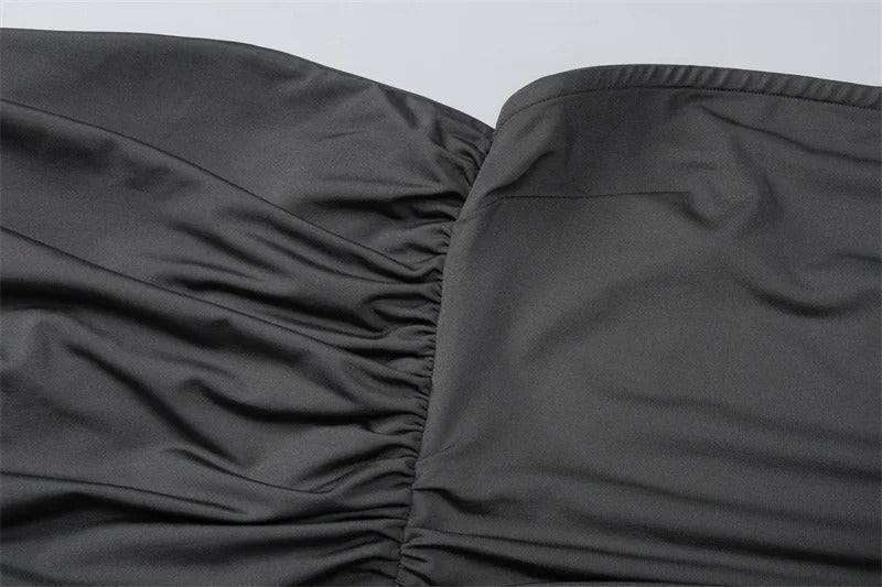 One Shoulder Satin Maxi Dress – Ruched Evening Gown