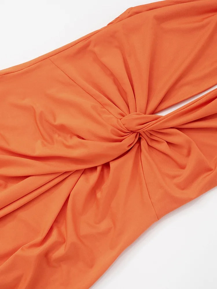 Halter Neck Maxi Dress – Satin High Slit Gown