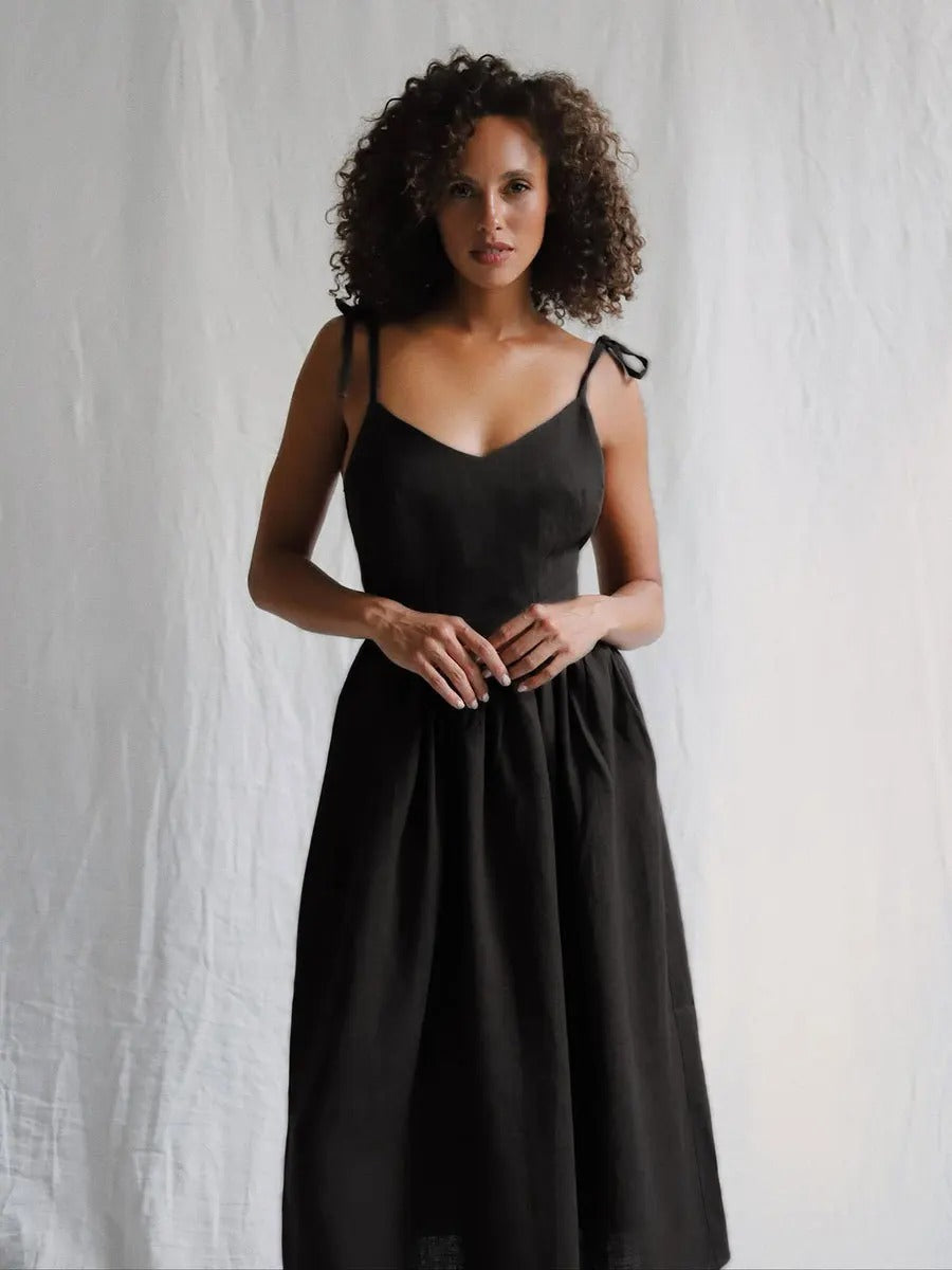 Linen Maxi Dress – Sleeveless Backless Summer Sundress
