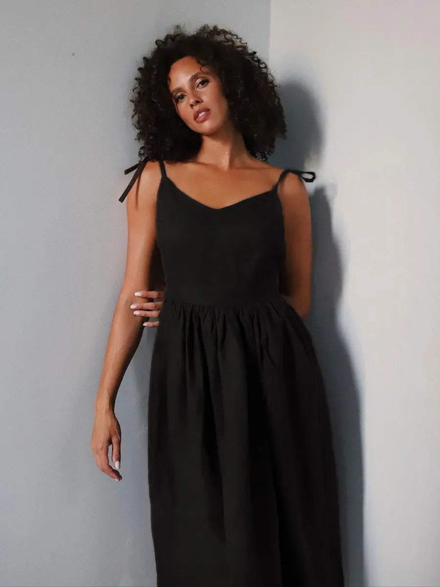 Linen Maxi Dress – Sleeveless Backless Summer Sundress