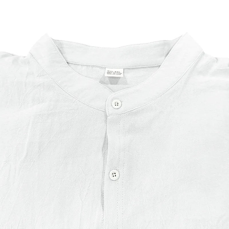 Men’s Linen Long Sleeve Shirt – Casual Button Up with Pocket