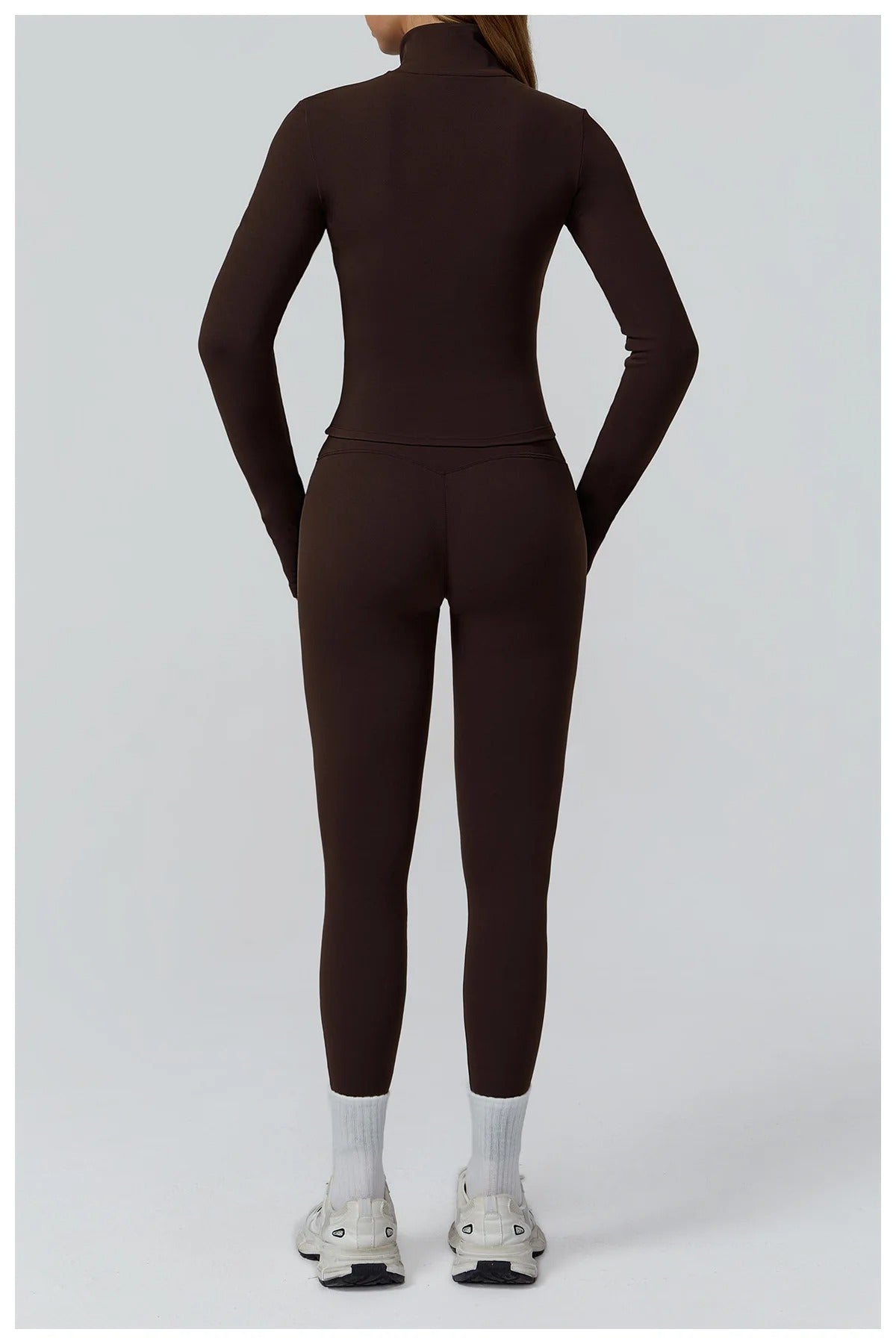 2 Piece Yoga Set – Long Sleeve Zip Jacket & High Waist Leggings Sportswear
