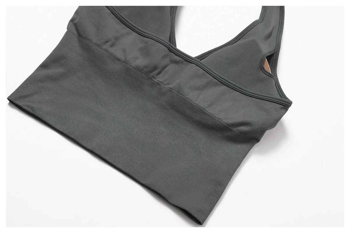 Sports Bra Top – Halter Neck Gym Crop Top Fitness Activewear
