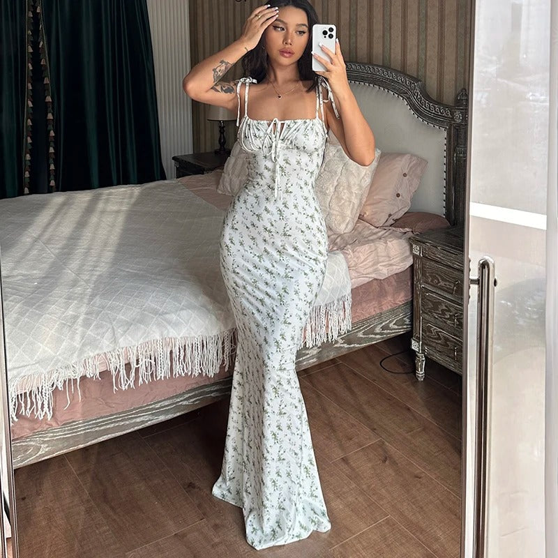 Floral Maxi Dress – Sleeveless Bodycon Summer Party Outfit
