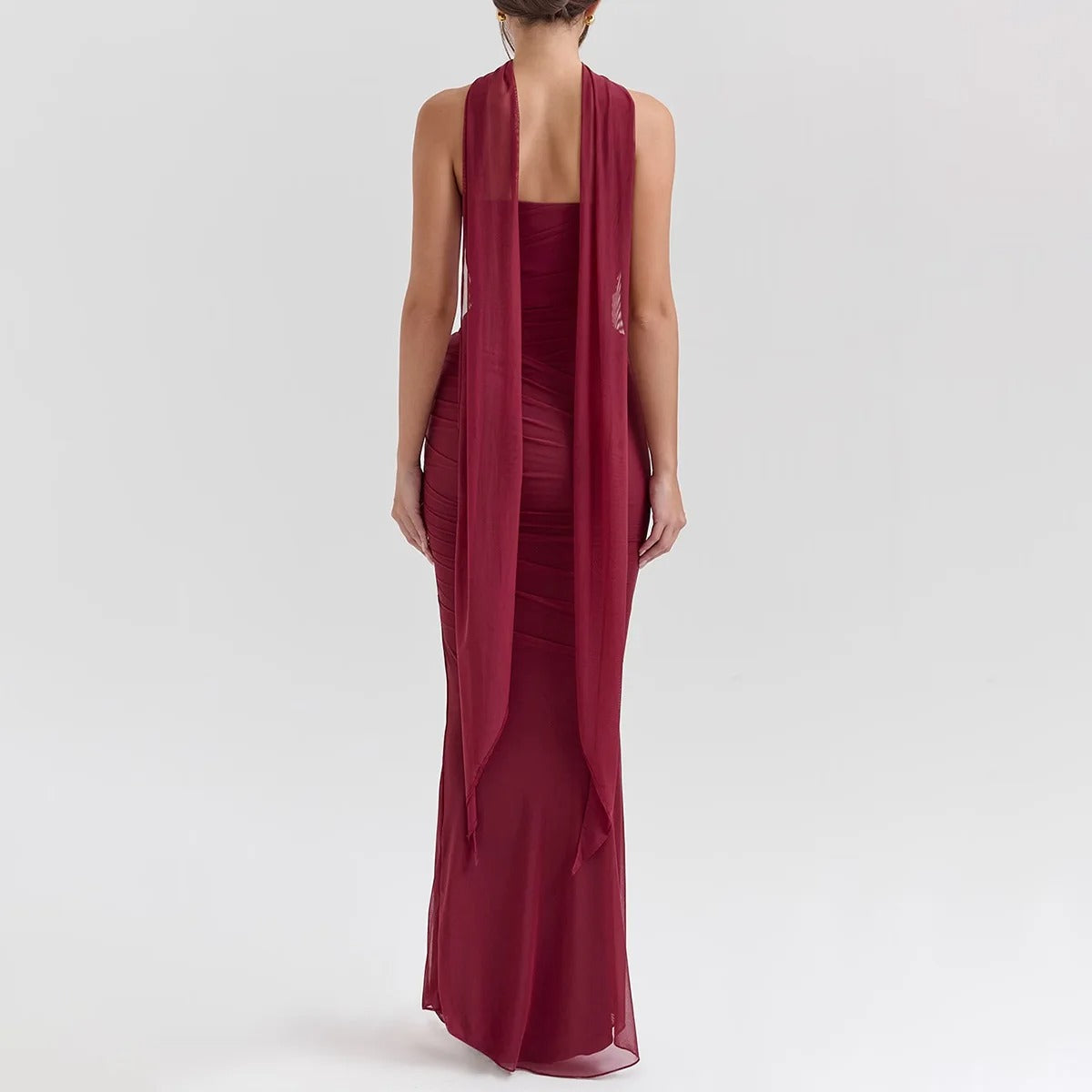 Strapless Maxi Dress – Elegant Ruched Evening Gown