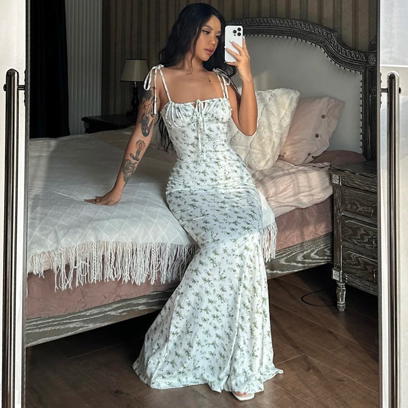 Floral Maxi Dress – Sleeveless Bodycon Summer Party Outfit