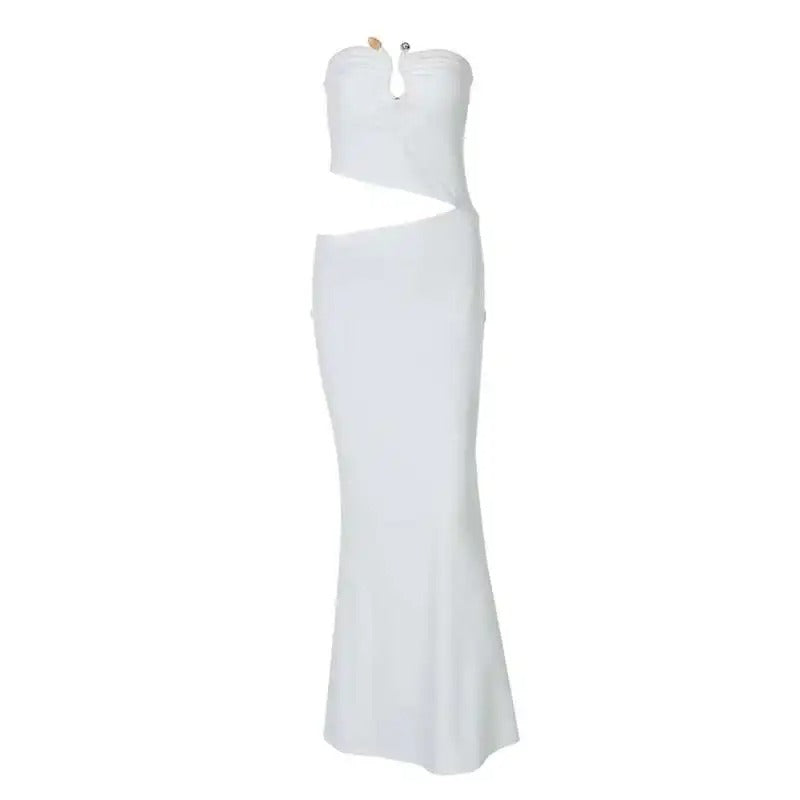 Strapless Cut Out Maxi Dress – Elegant Backless Evening Gown